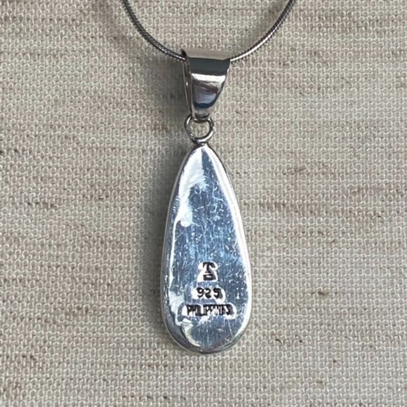 Sterling Silver Inlay Turquoise Teardrop Pendant n - Picture 7 of 14